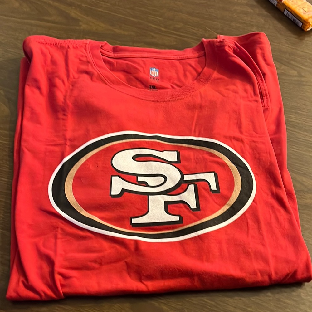 Mens NFL San Francisco 49ers Team Logo Shirt (2XL) custom back # 14 Angelis